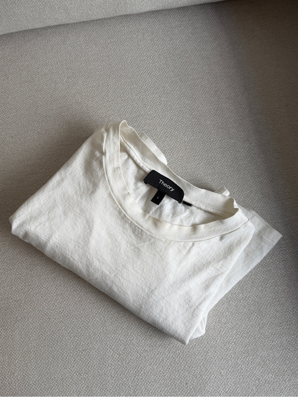 Theory Men's Cream Crew Neck Short Sleeve Tee